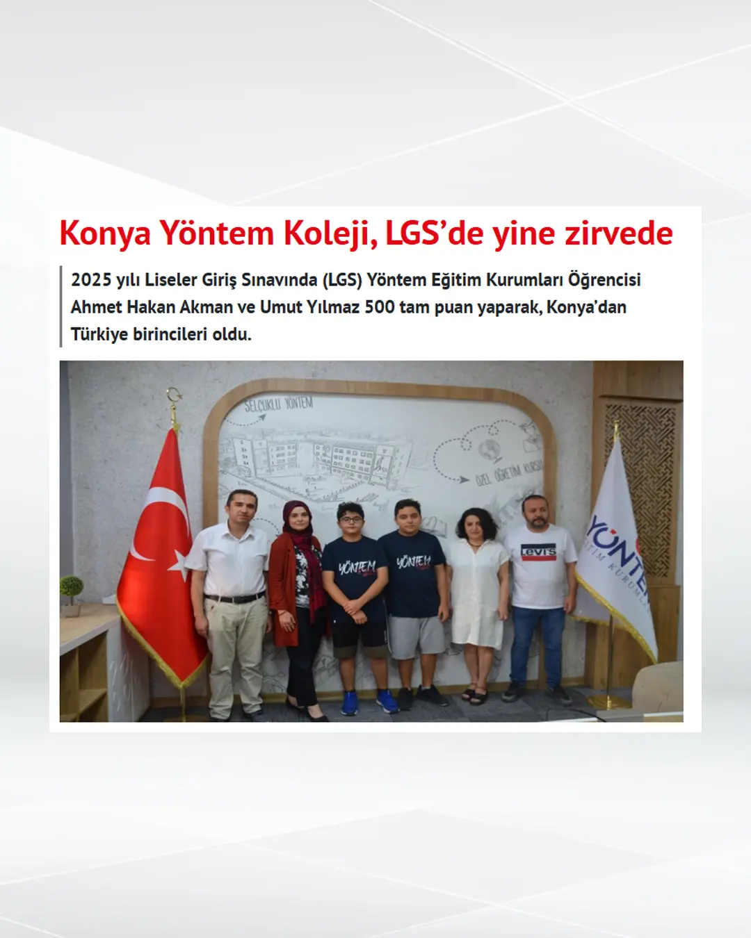 Konya Yöntem Koleji, LGS’de yine zirvede