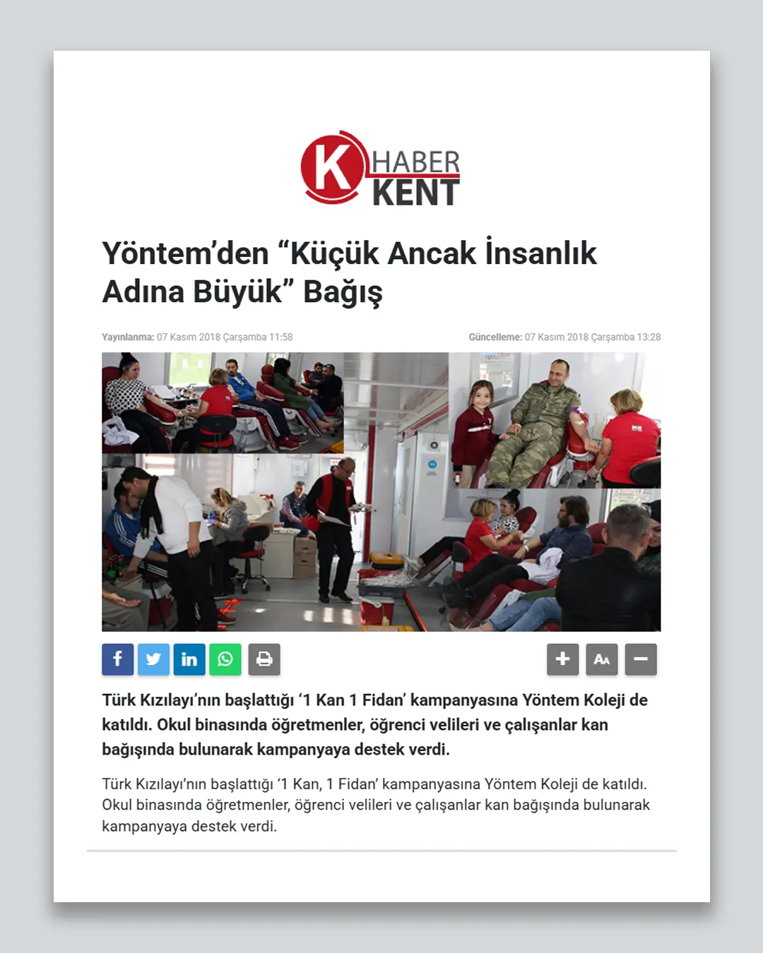 Yöntem’den “Küçük Ancak İnsanlık Adına Büyük” Bağış