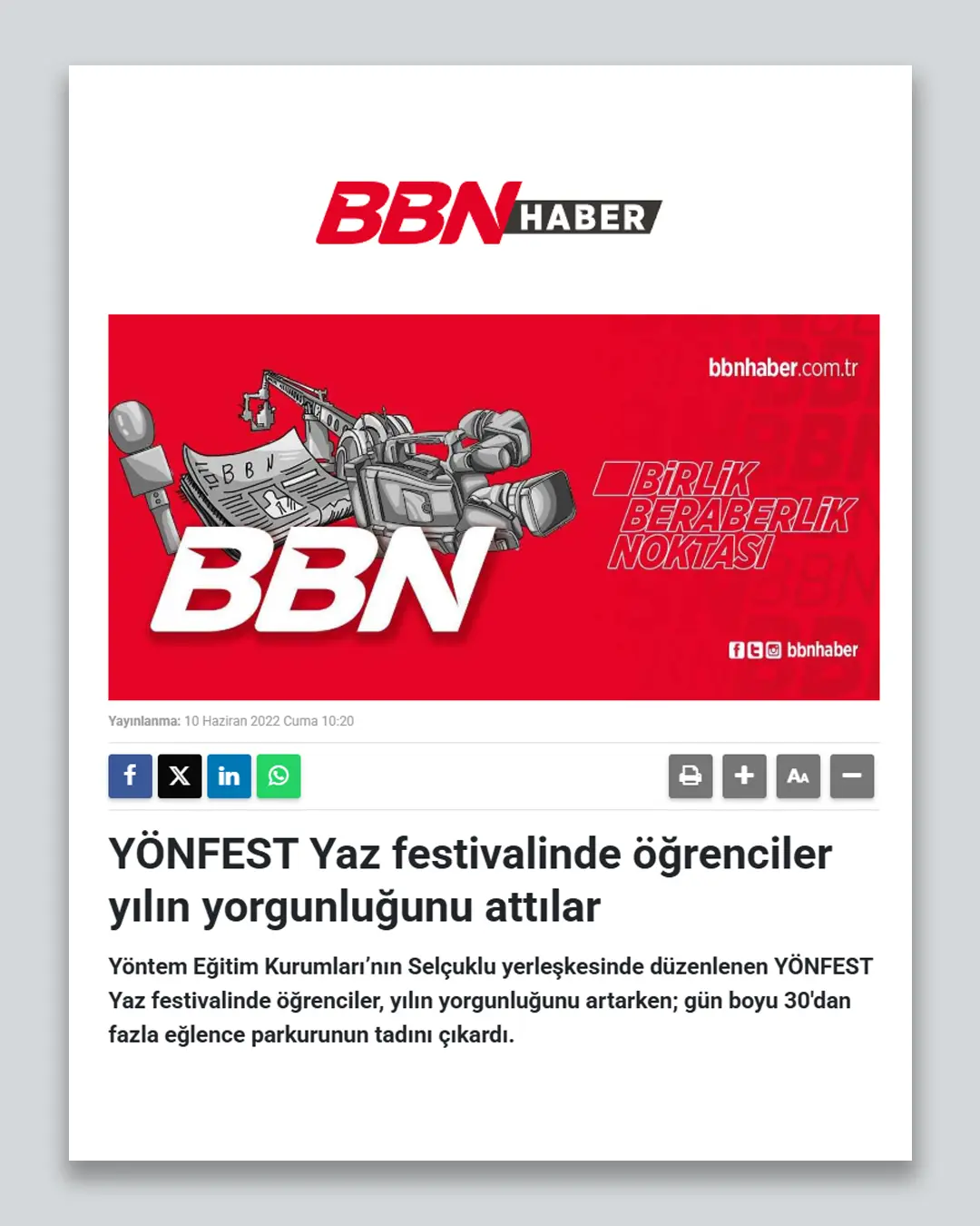 YÖNFEST Yaz festivalinde öğrenciler yılın yorgunluğunu attılar