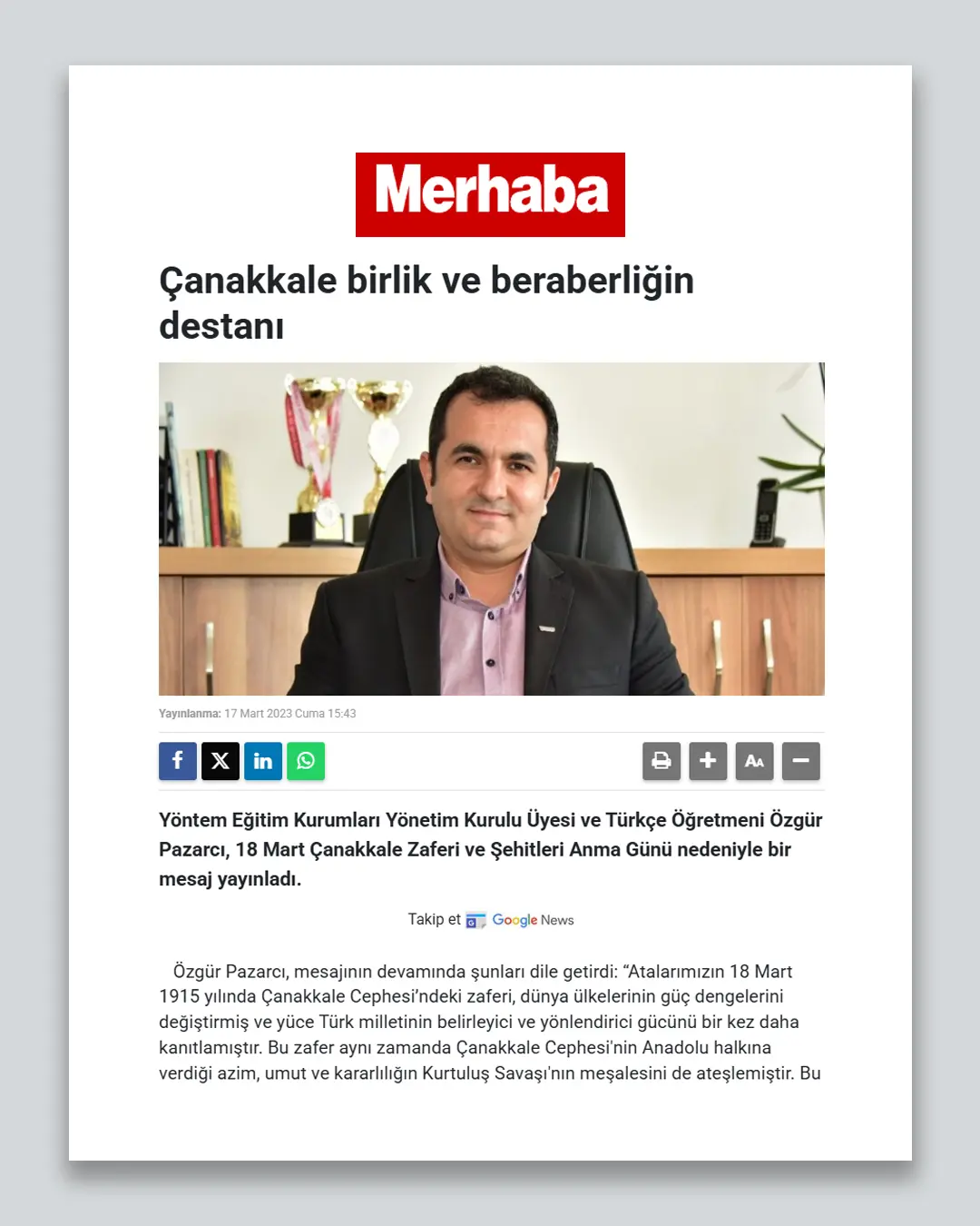 Çanakkale birlik ve beraberliğin destanı