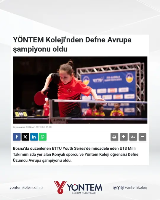 Yöntem Koleji'nden Defne Avrupa şampiyonu oldu